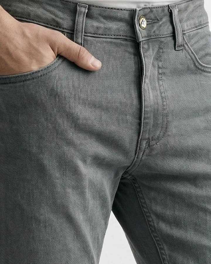 Men's olive slim fit jeans thumbnail 2