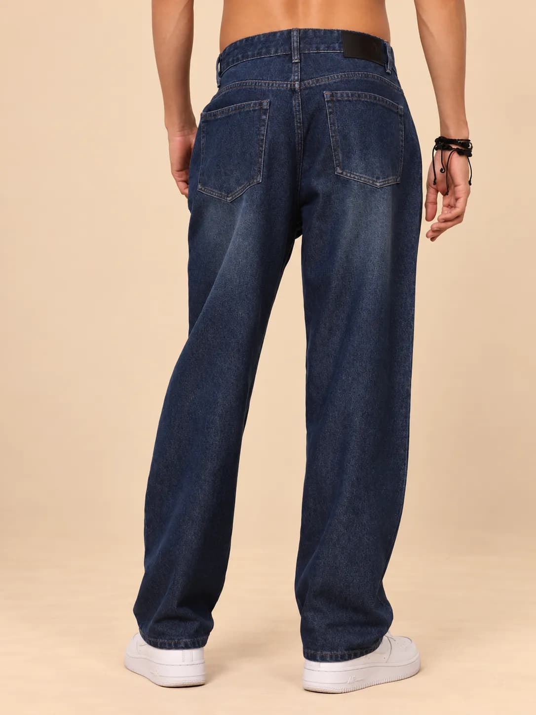 Men's navy blue washed jeans thumbnail 4
