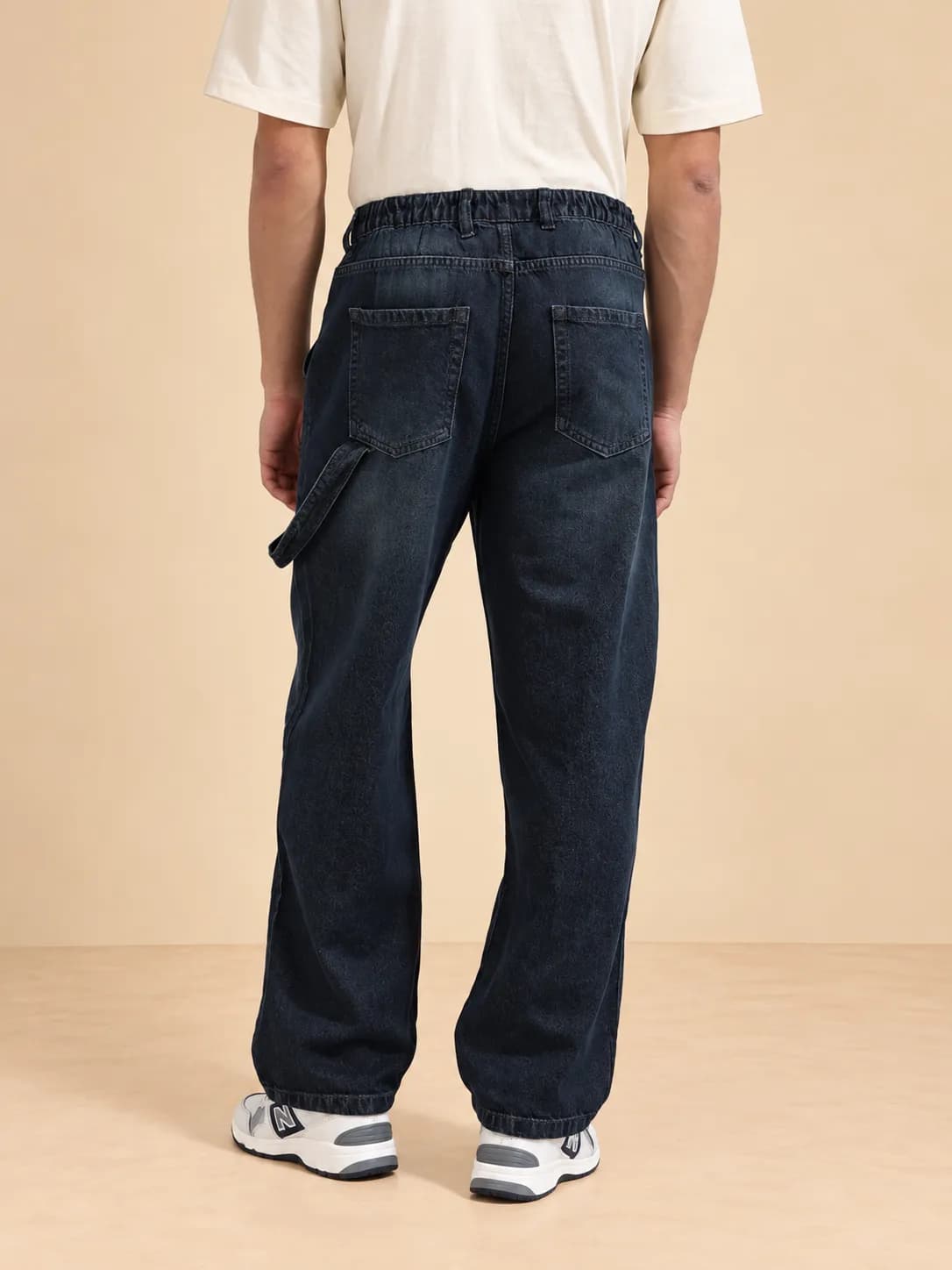Men's navy blue loose jeans thumbnail 3