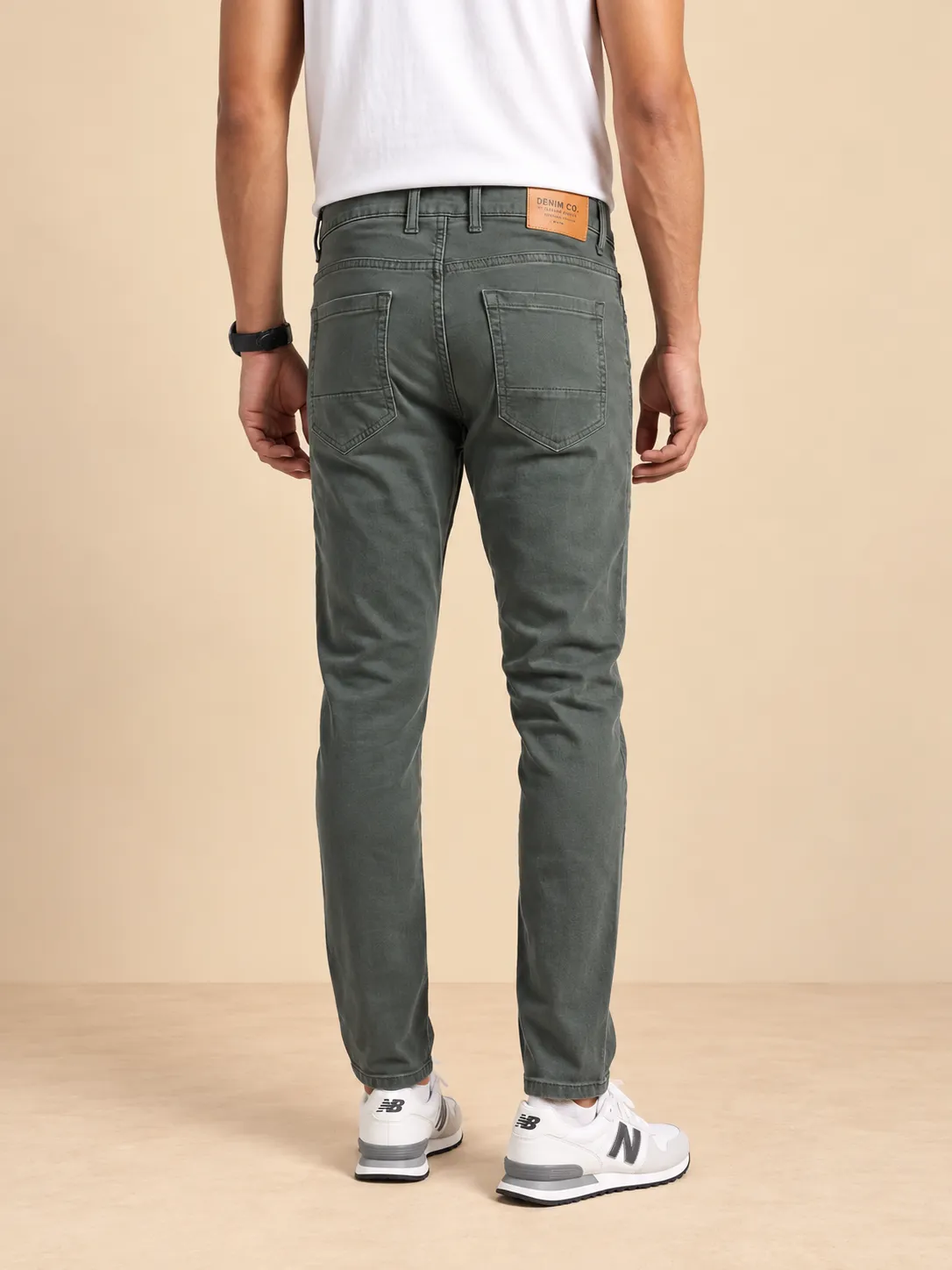 Men's olive slim fit jeans thumbnail 3