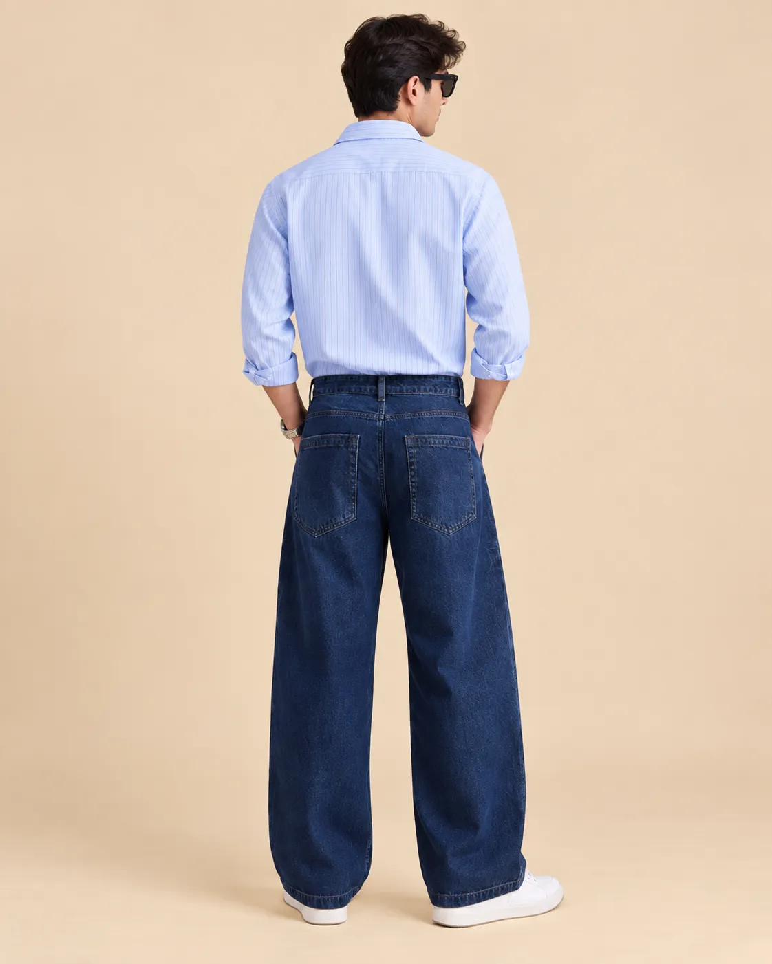 Navy blue baggy jeans thumbnail 2