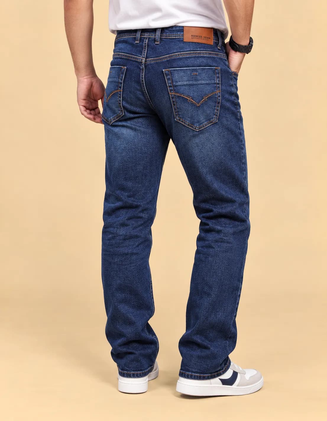 Dark blue midrise loose jeans thumbnail 3
