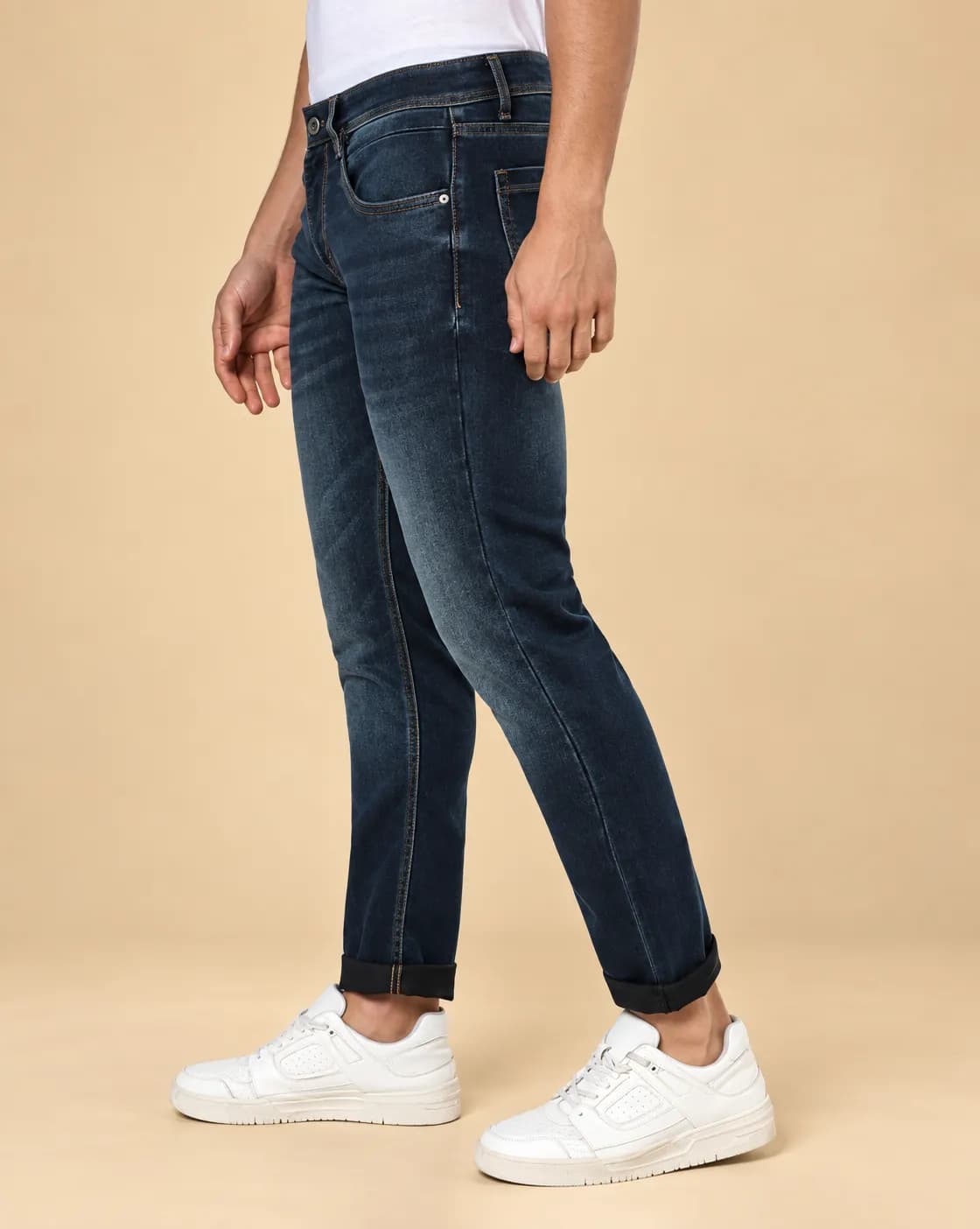 Dark blue green mid wash jeans thumbnail 2