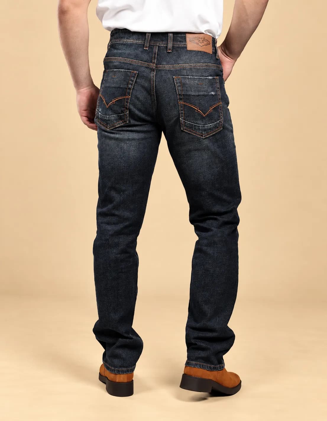 Dark blue midrise comfort straight fit jeans thumbnail 2