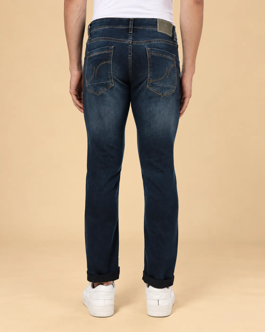 Dark blue green mid wash jeans thumbnail 3