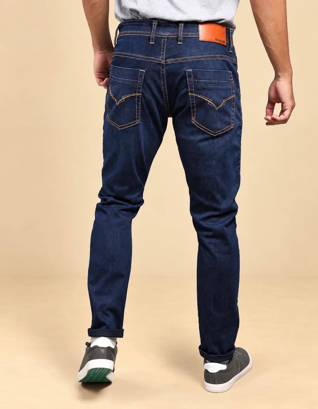 Dark blue midrise ankle stretch jeans thumbnail 4