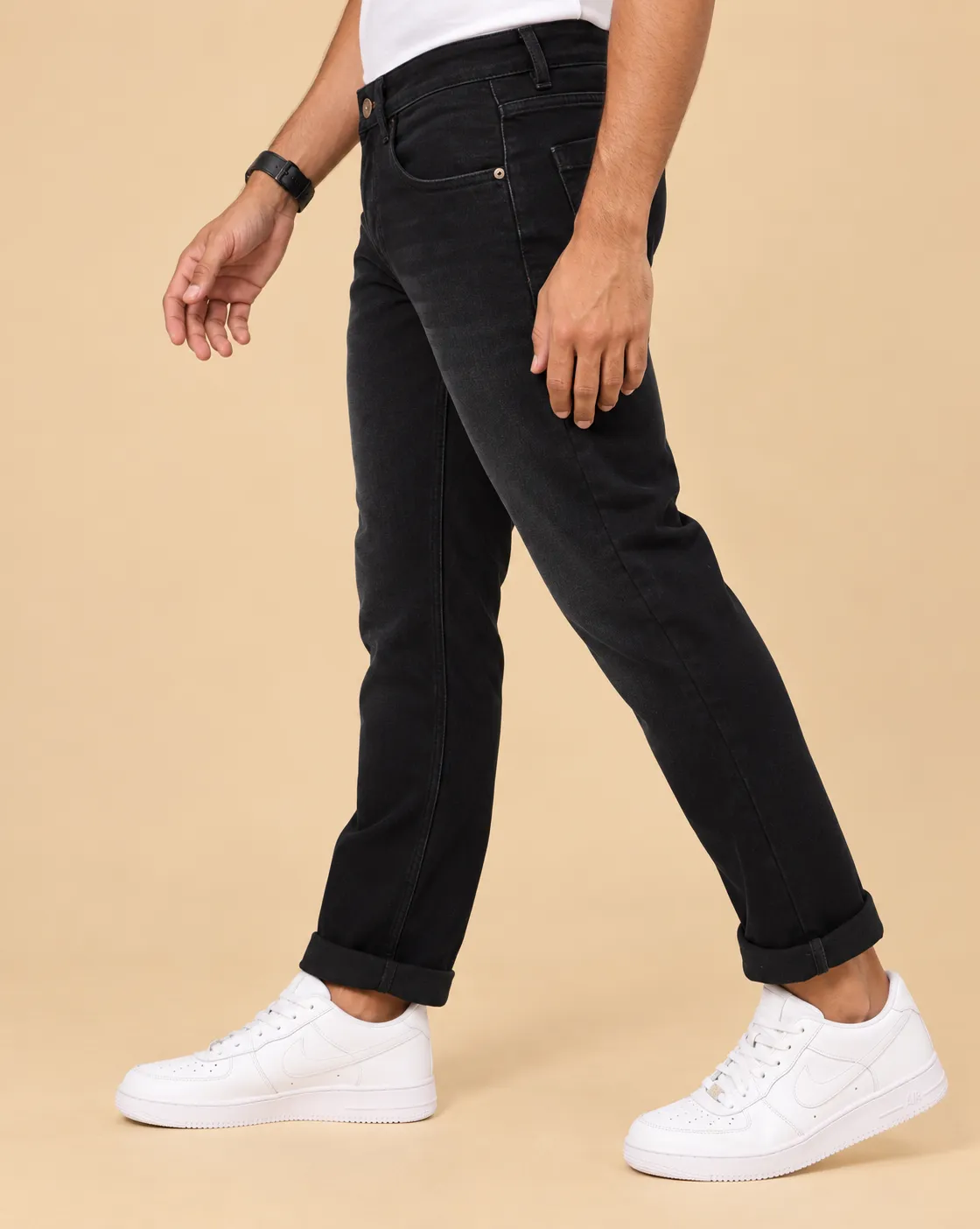 Black mid rise slim jeans thumbnail 3
