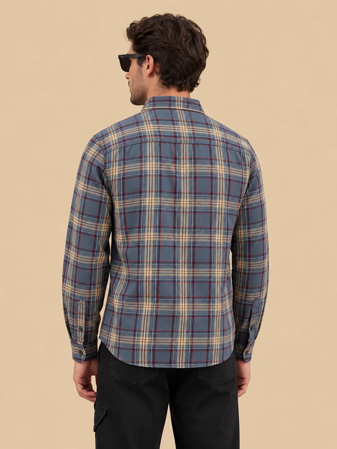 Khaki Relaxed checkered thumbnail 2