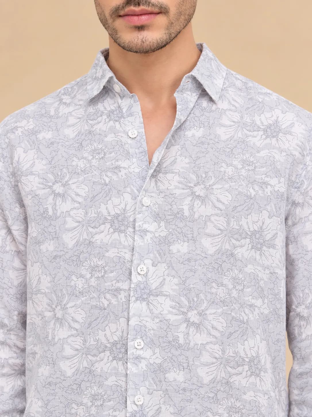 Grey sketch botanical regular shirt thumbnail 2
