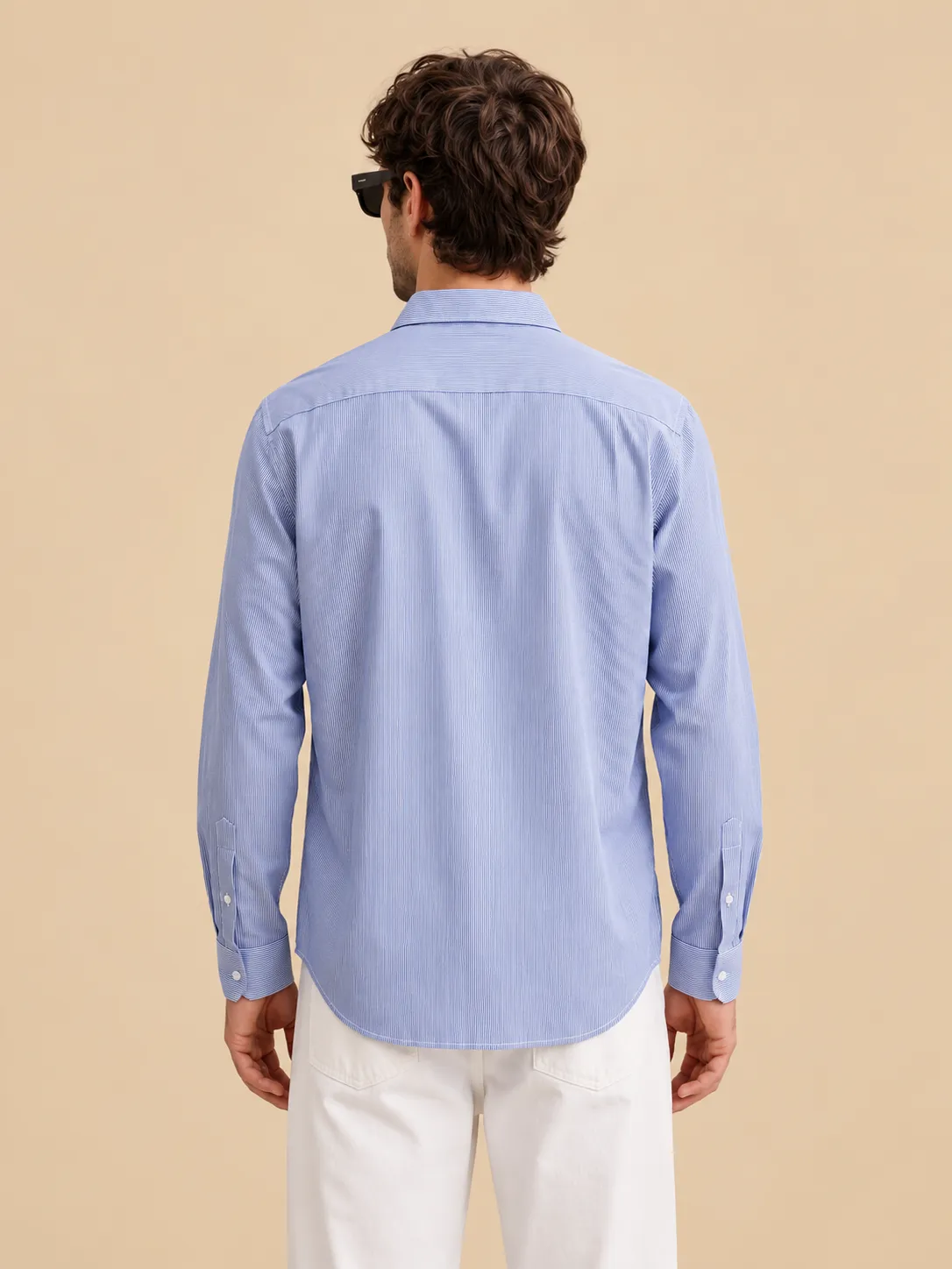 Light blue Viscose slim fit regular thumbnail 3