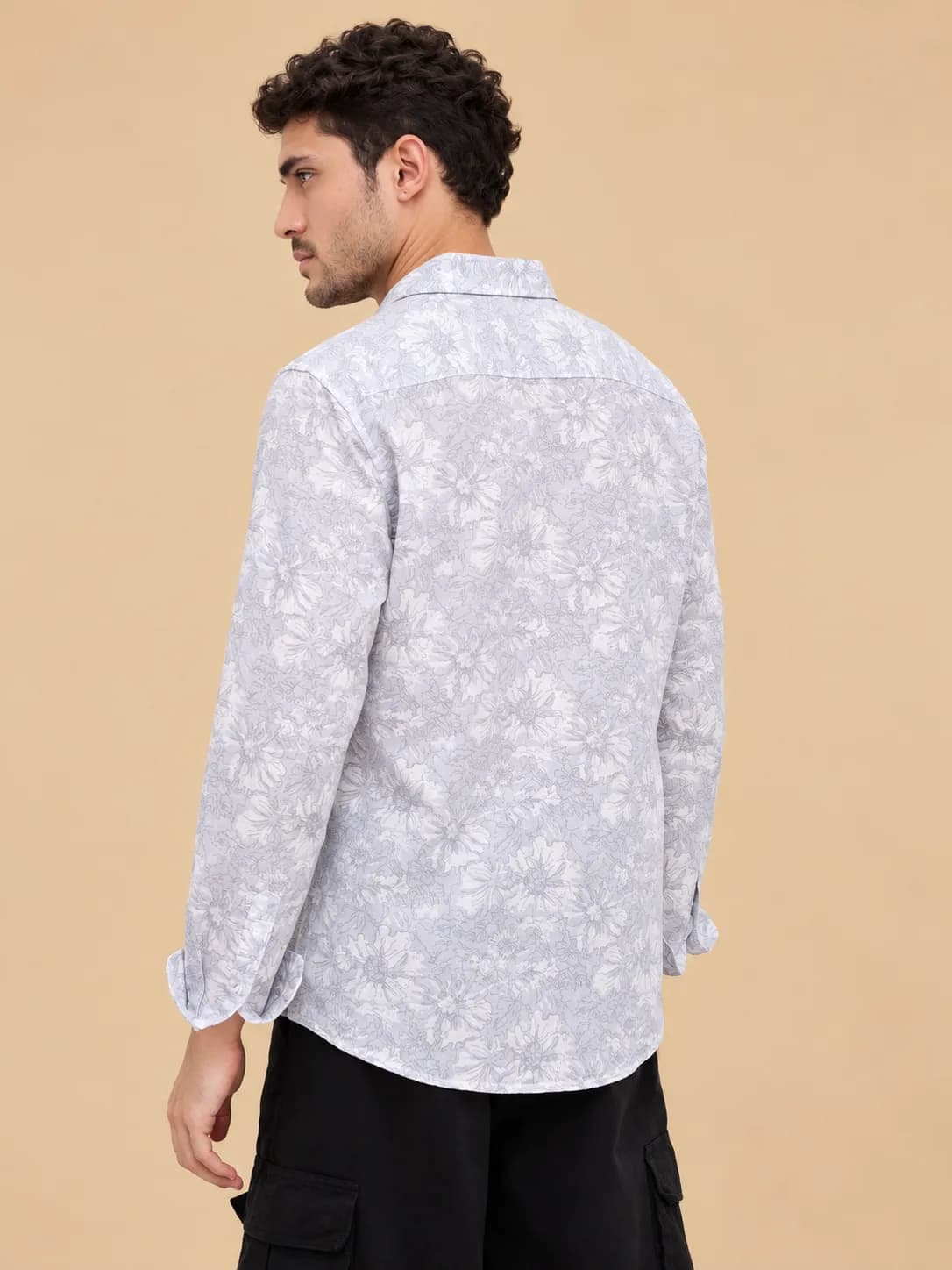 Grey sketch botanical regular shirt thumbnail 3