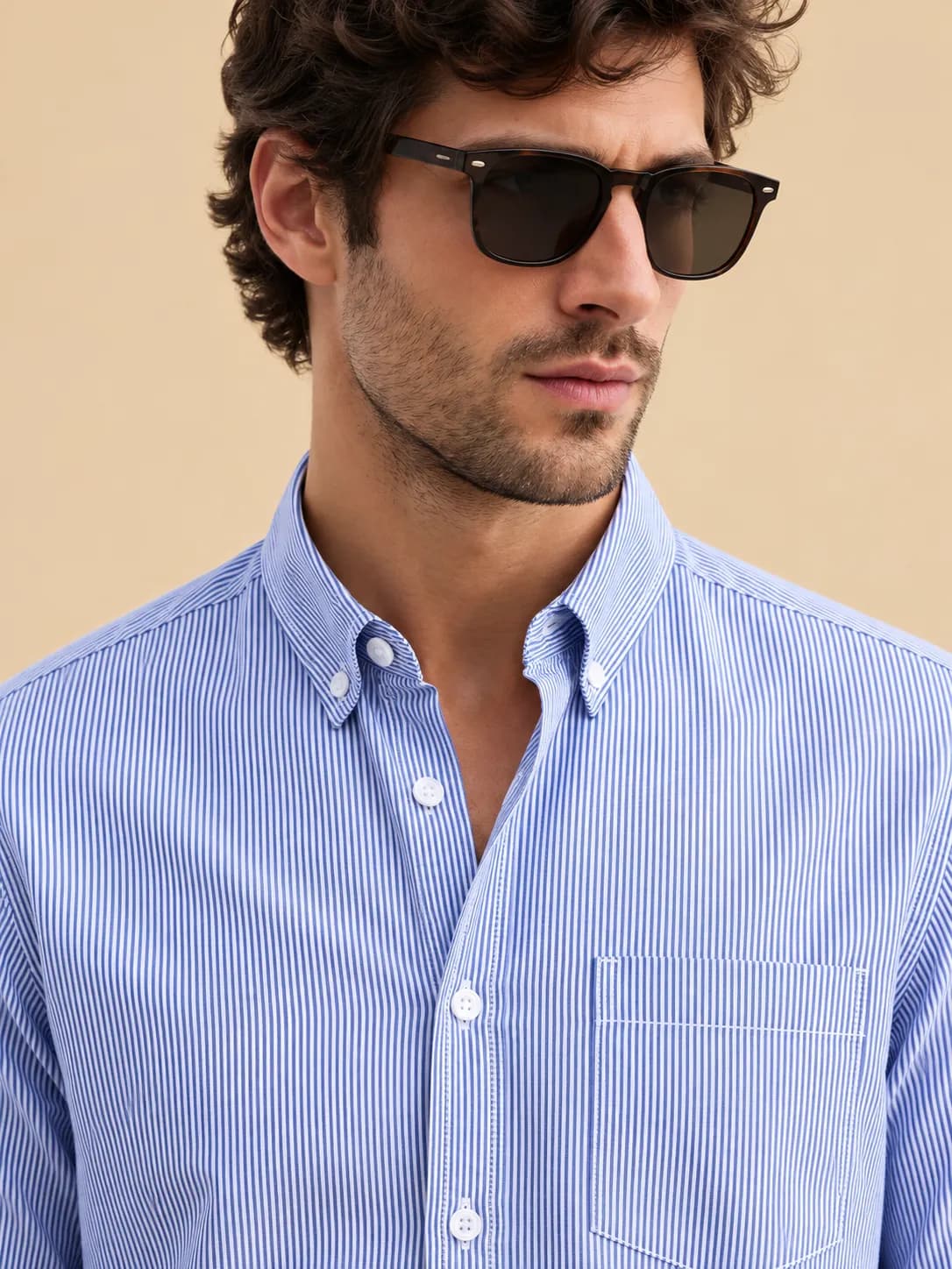 Light blue Viscose slim fit regular thumbnail 2