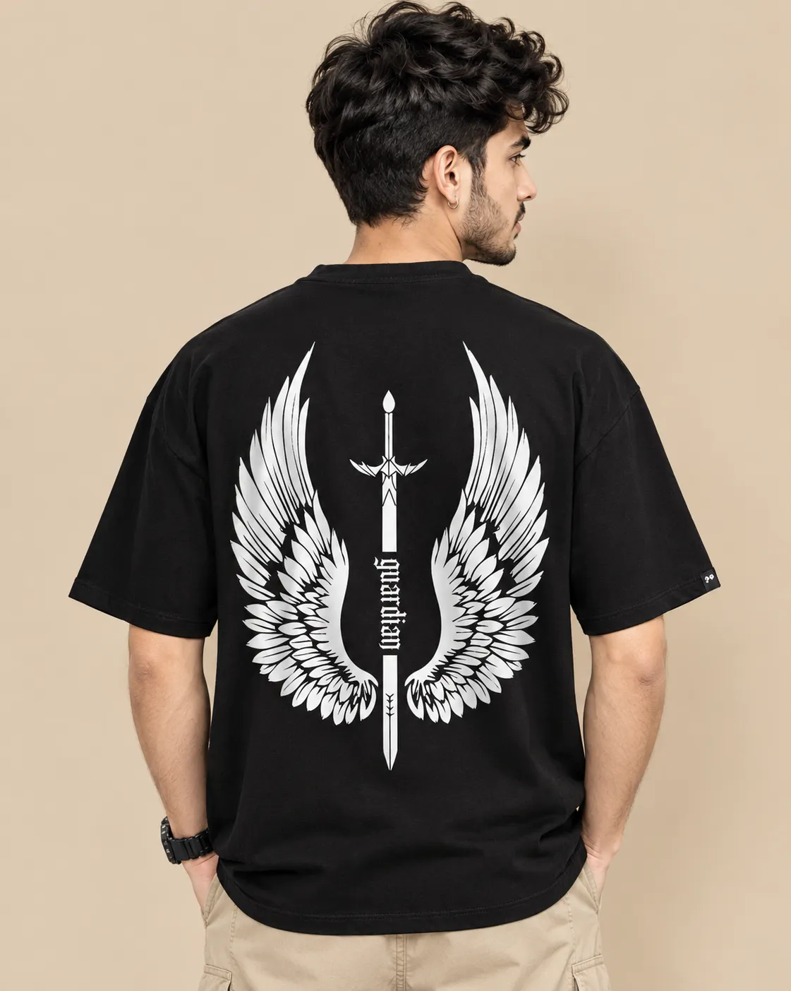 Black oversized cotton T-shirt thumbnail 3