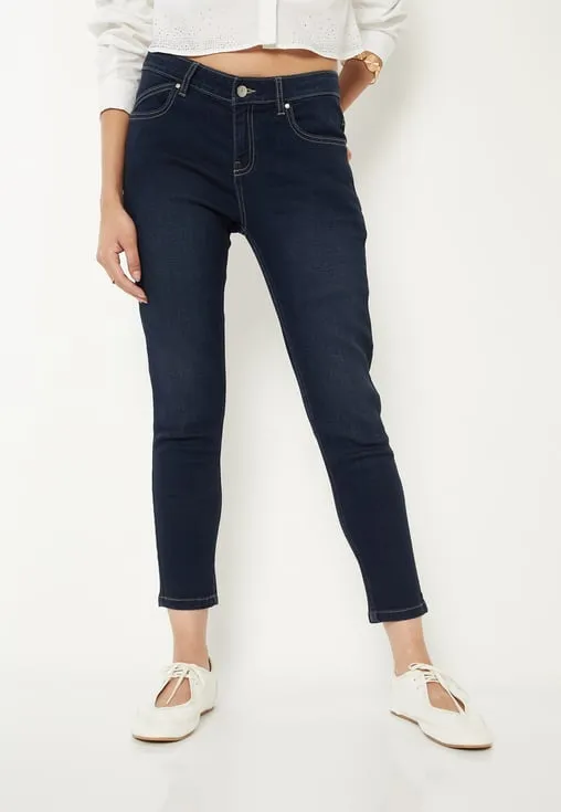 Women Solid Ankle Grazer Jeans thumbnail 4