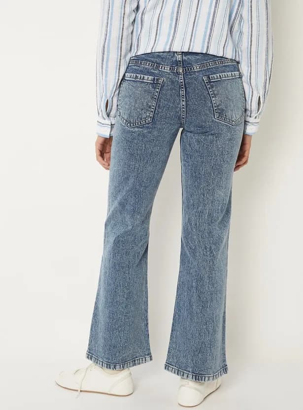 Women Acid-Wash Flared Jeans thumbnail 3