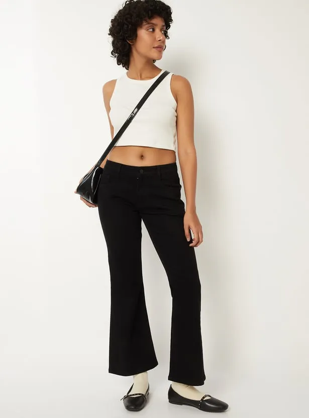 Women Solid High Rise Kick Flare Jeans thumbnail 4