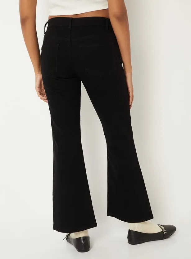 Women Solid High Rise Kick Flare Jeans thumbnail 3