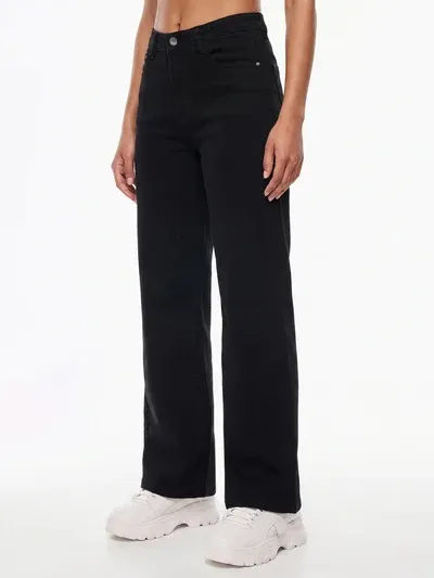 Black High-Rise Crop Wide Leg Jeans thumbnail 2