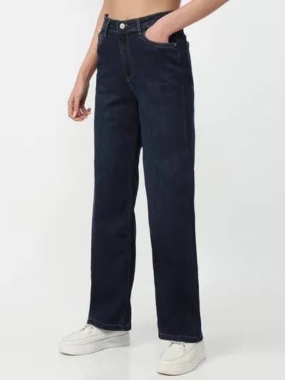 Dark Blue High-Rise Baggy Jeans thumbnail 2