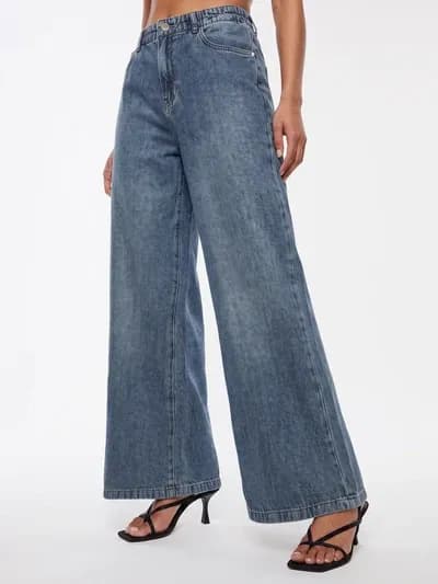 Blue High-Rise Super Wide Leg Jeans thumbnail 2