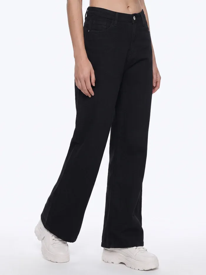 Black High-Rise Super Wide Leg Jeans thumbnail 3