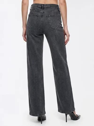 Slate Blue Mid-Rise Wide Leg Jeans thumbnail 3