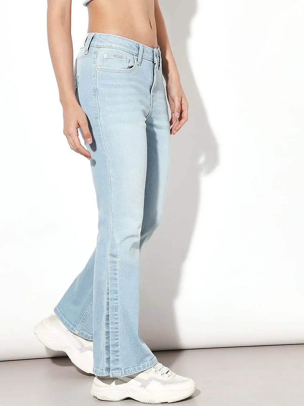 Light Blue High Rise Side Slit Flared Jeans thumbnail 2