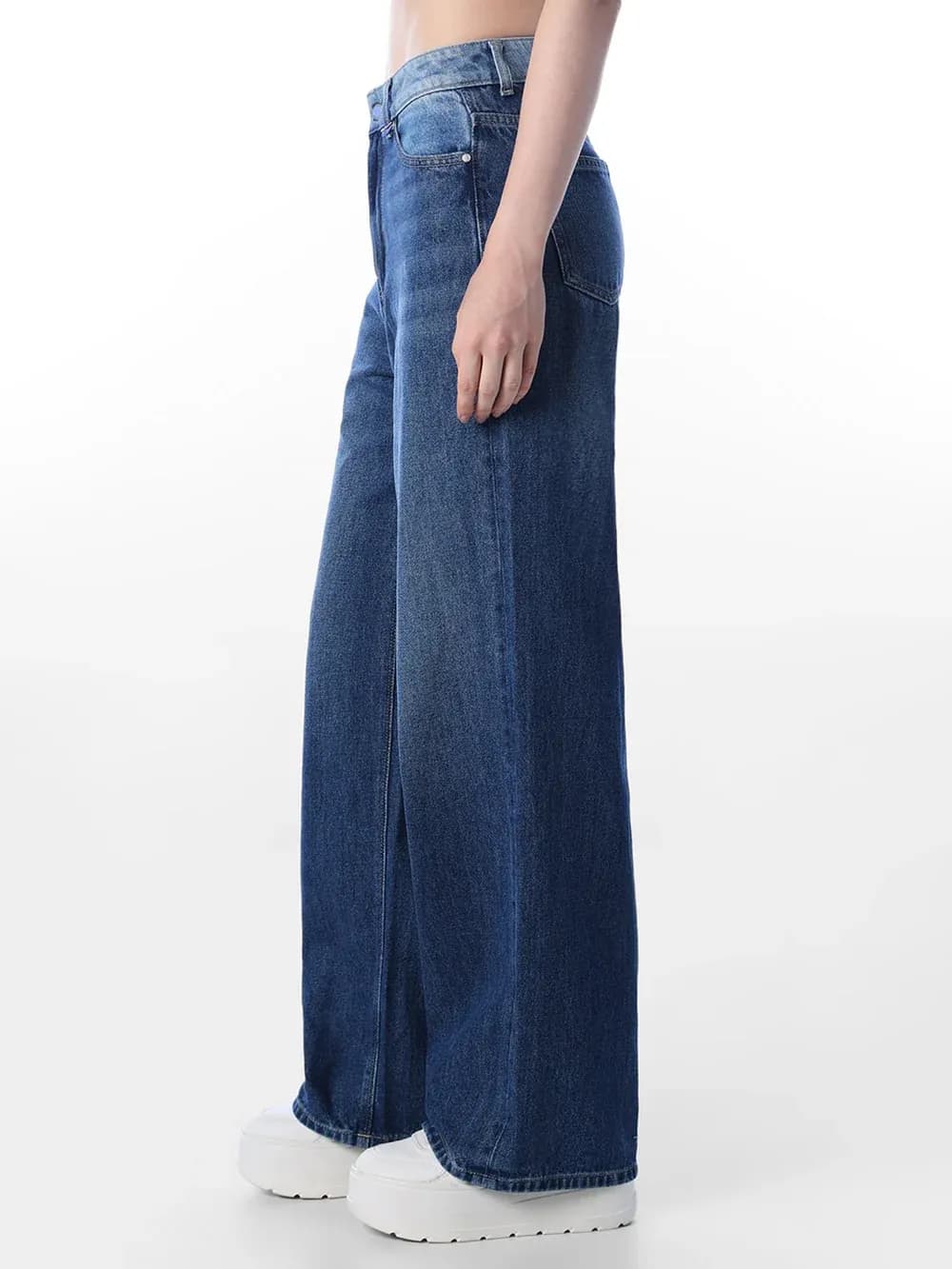 Dark Blue High Rise Wide Leg Jeans thumbnail 2