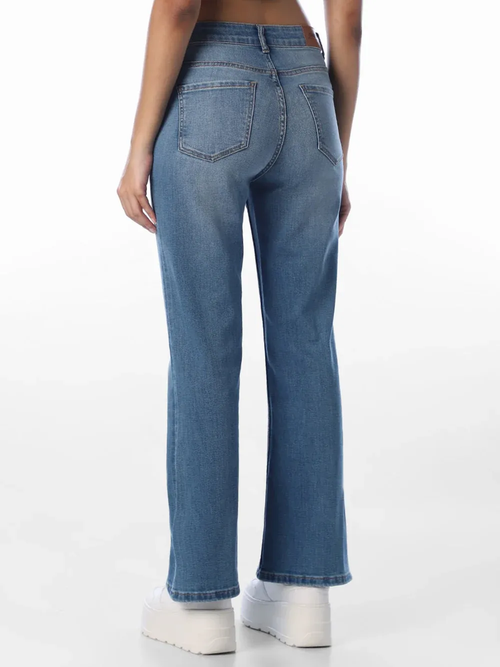 Blue Mid Rise Flared Jeans thumbnail 3