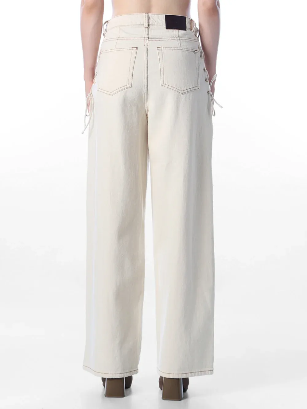 Ecru High Rise Wide Leg Jeans thumbnail 3