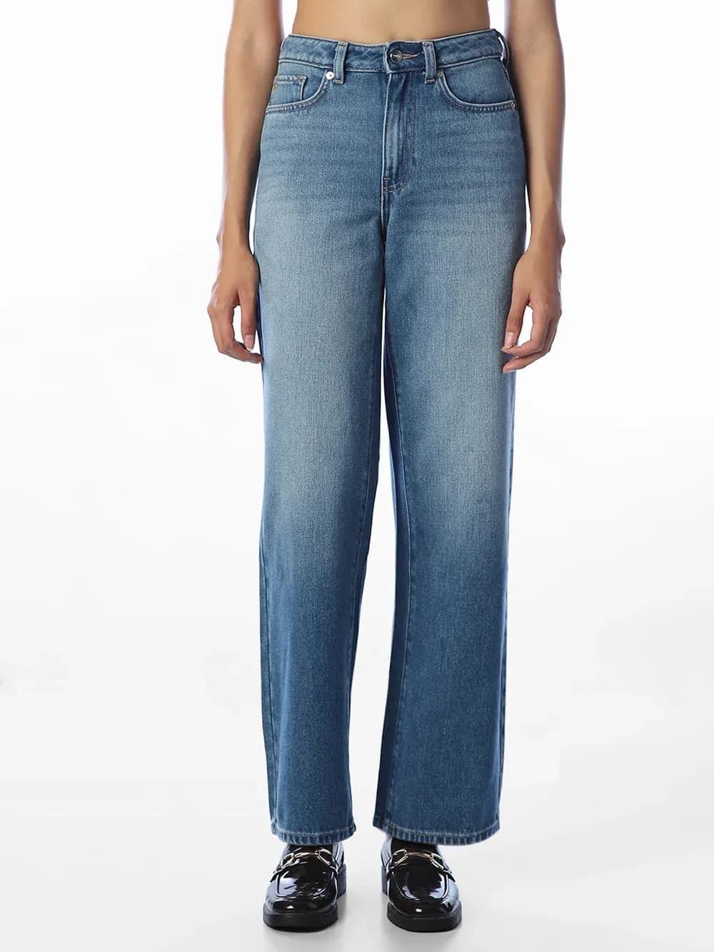 Light Blue High Rise Wide Leg Jeans thumbnail 2