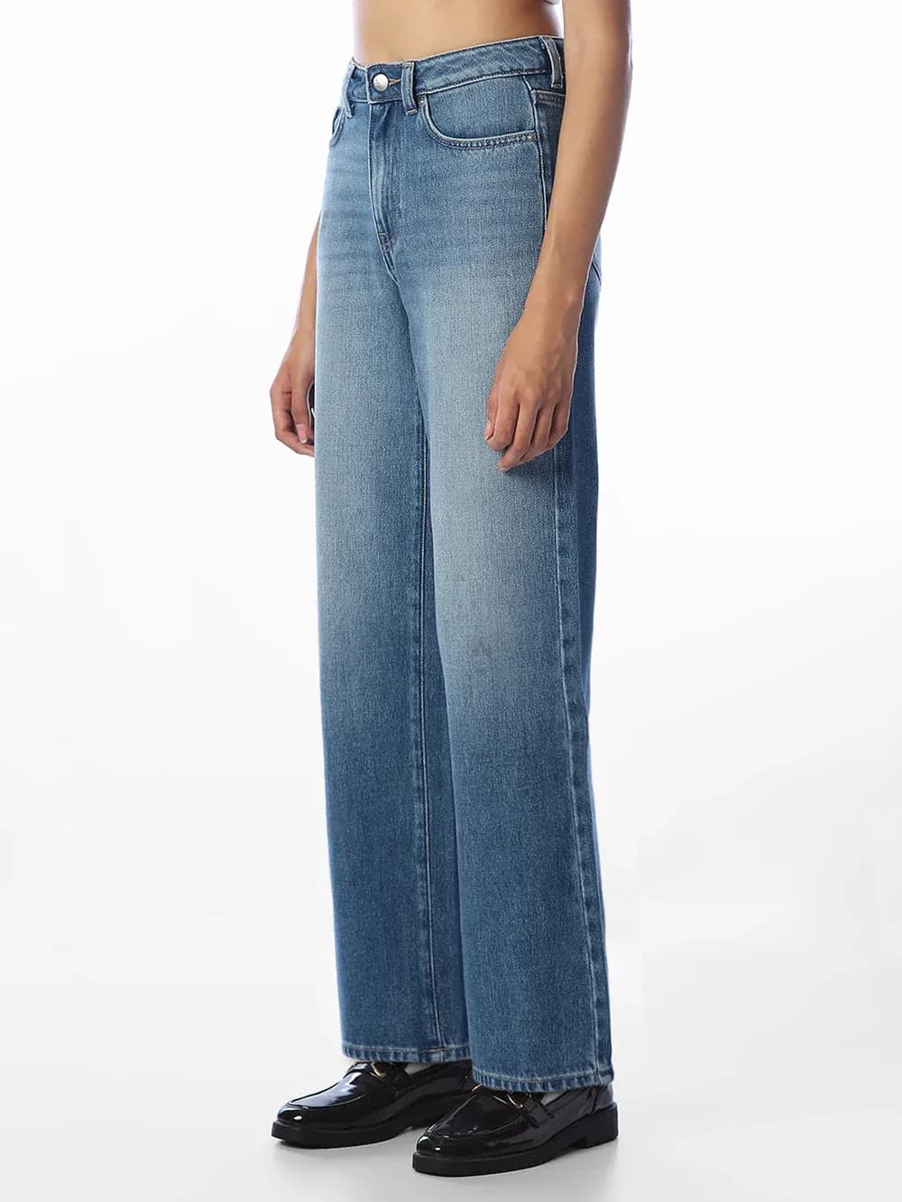 Light Blue High Rise Wide Leg Jeans thumbnail 3