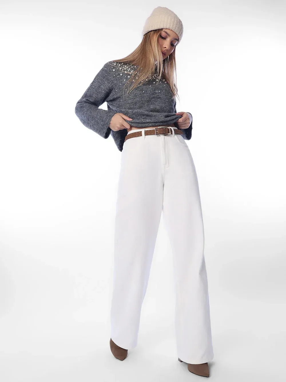 White Wide Leg Jeans thumbnail 4