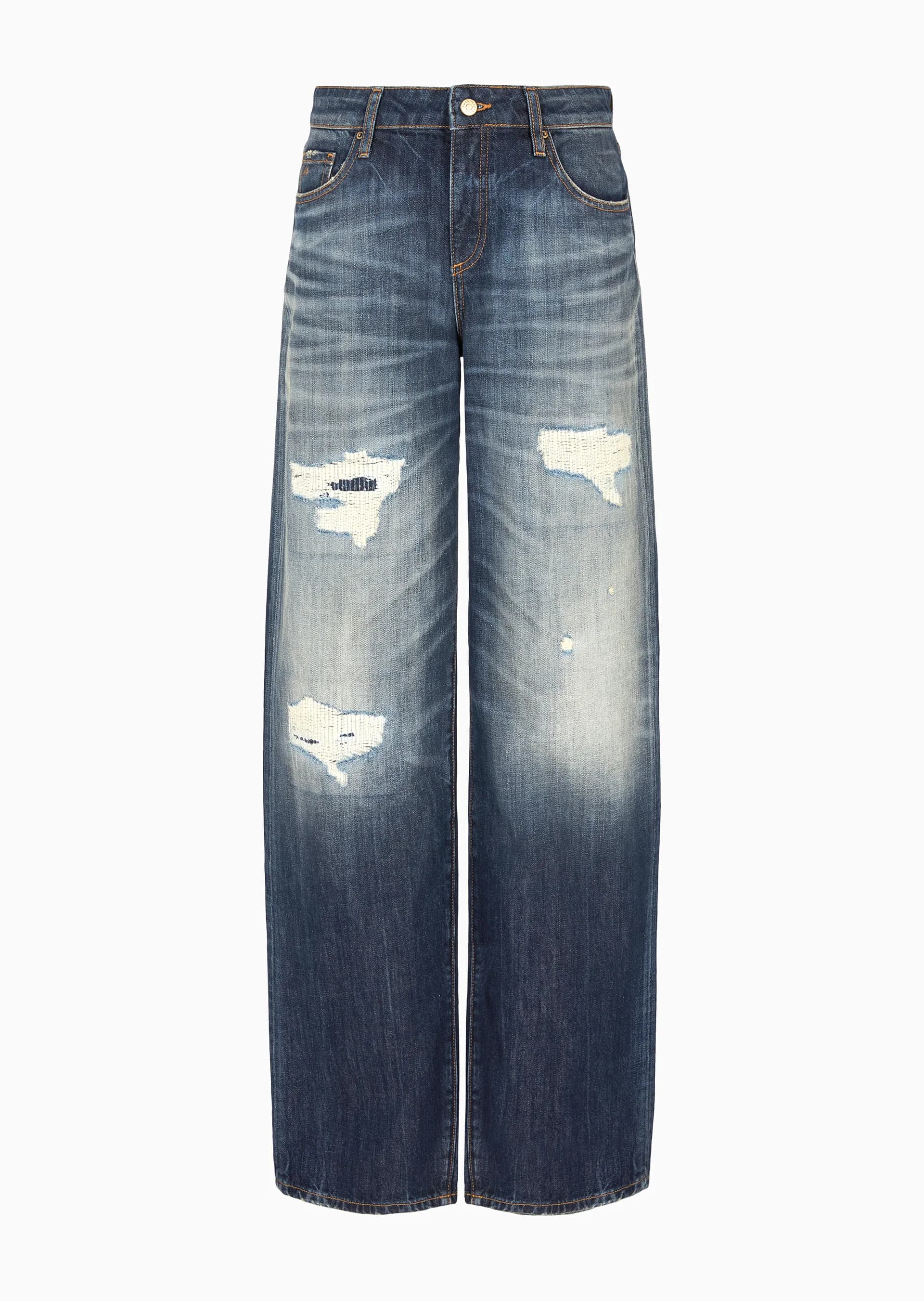 Relaxed Fit Dark to Medium Blue Wash Jeans thumbnail 2