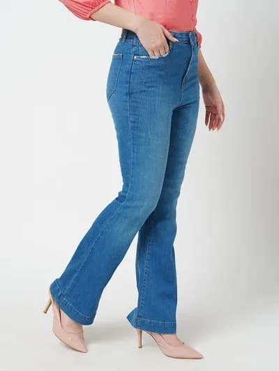 Blue High-Rise Mini Flare Jeans thumbnail 2