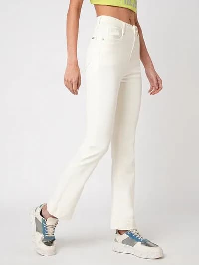 Ecru High-Rise Mini Flare Jeans thumbnail 2