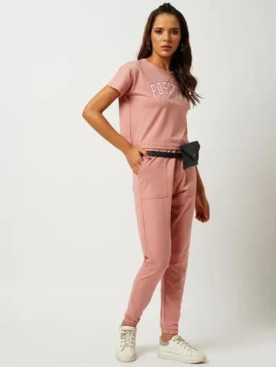 Blush Pink Mid-Rise Joggers thumbnail 3