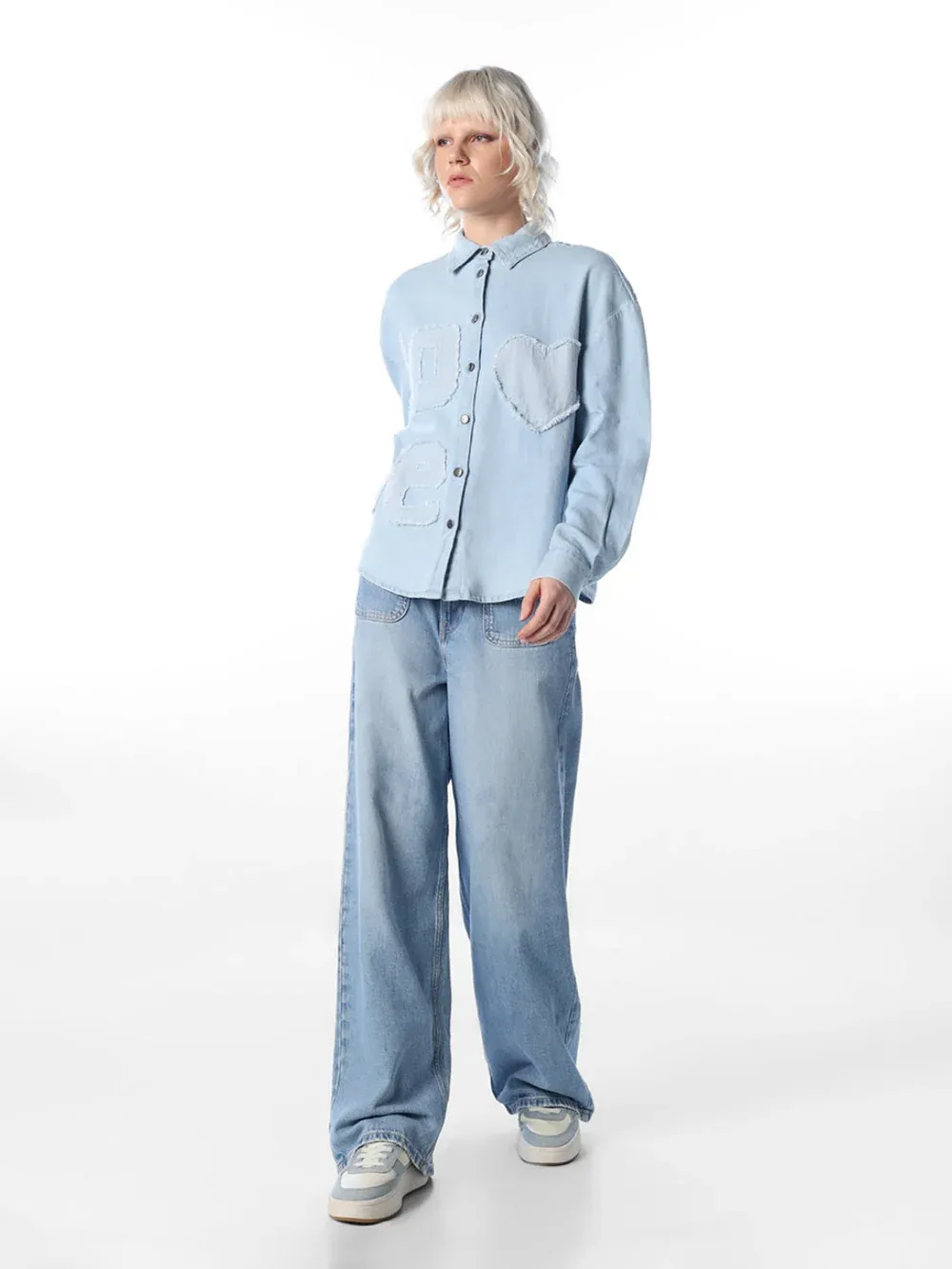 Light Blue Applique Detail Shirt