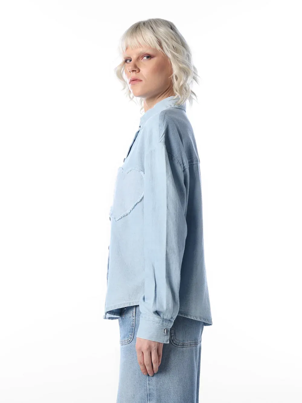 Light Blue Applique Detail Shirt thumbnail 2