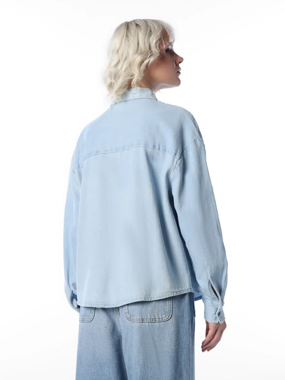 Light Blue Applique Detail Shirt thumbnail 3