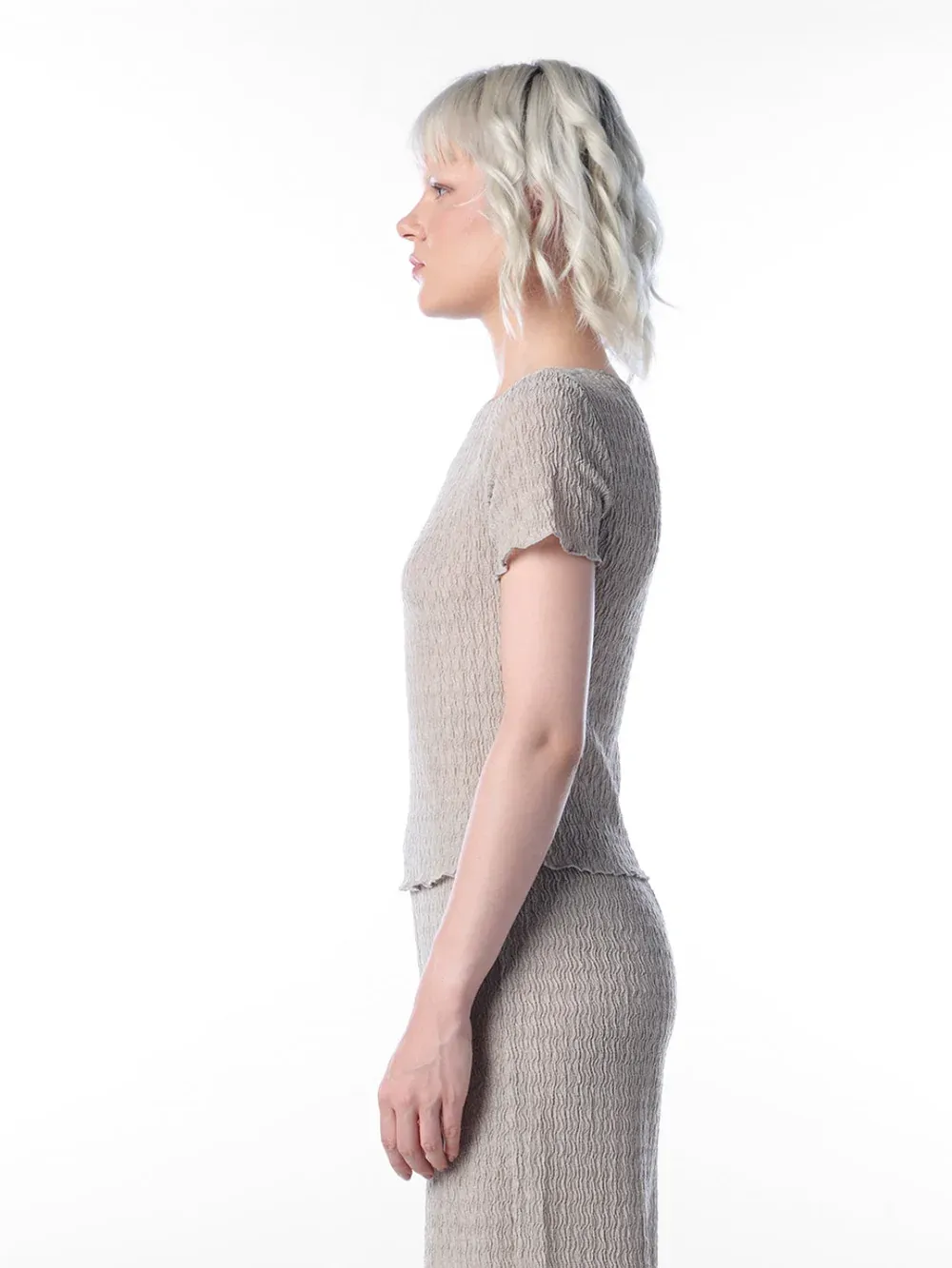 Grey Textured Fitted Top thumbnail 2