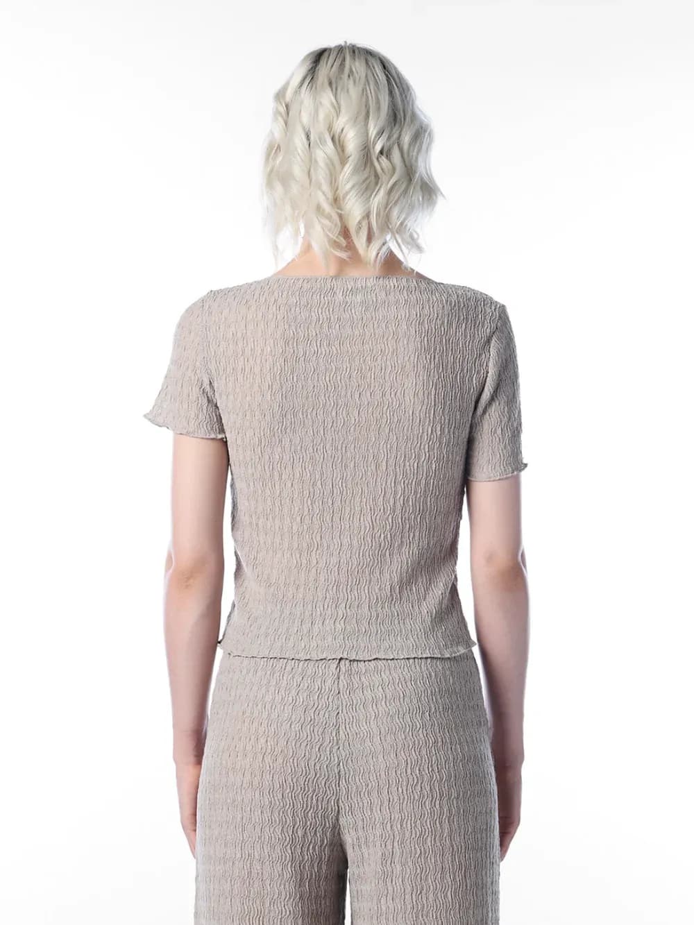 Grey Textured Fitted Top thumbnail 3
