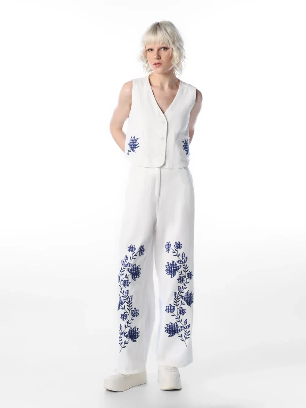 White Embroidered Cotton Top thumbnail 4