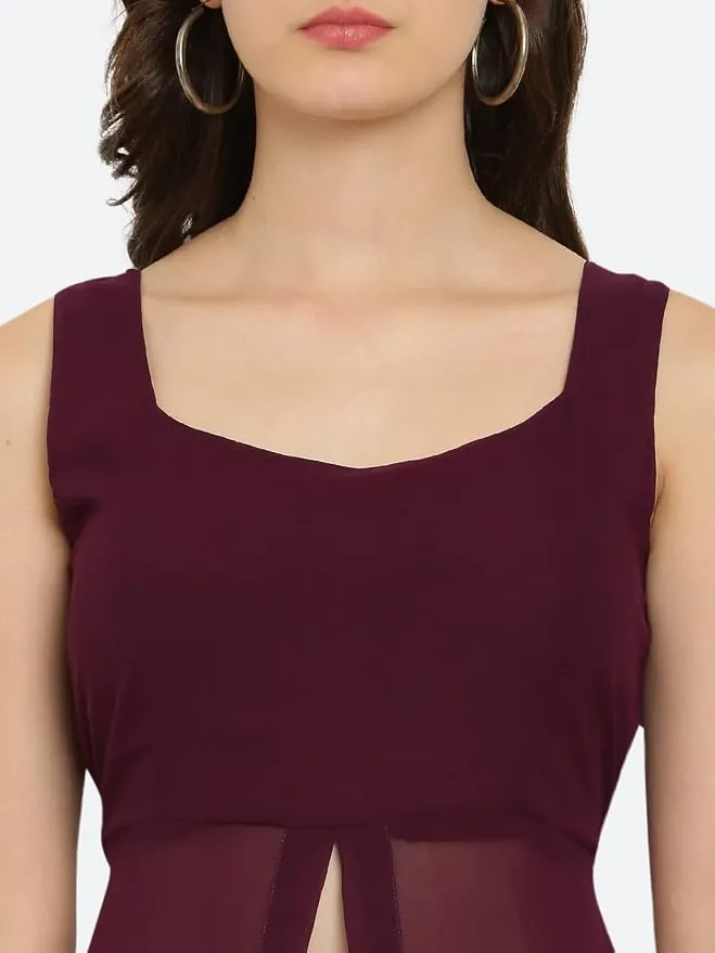 Long Kurti for Women - Georgette Sleeveless Straight Front Slit Western Kurti for Women, Regular Fit Kurta thumbnail 3