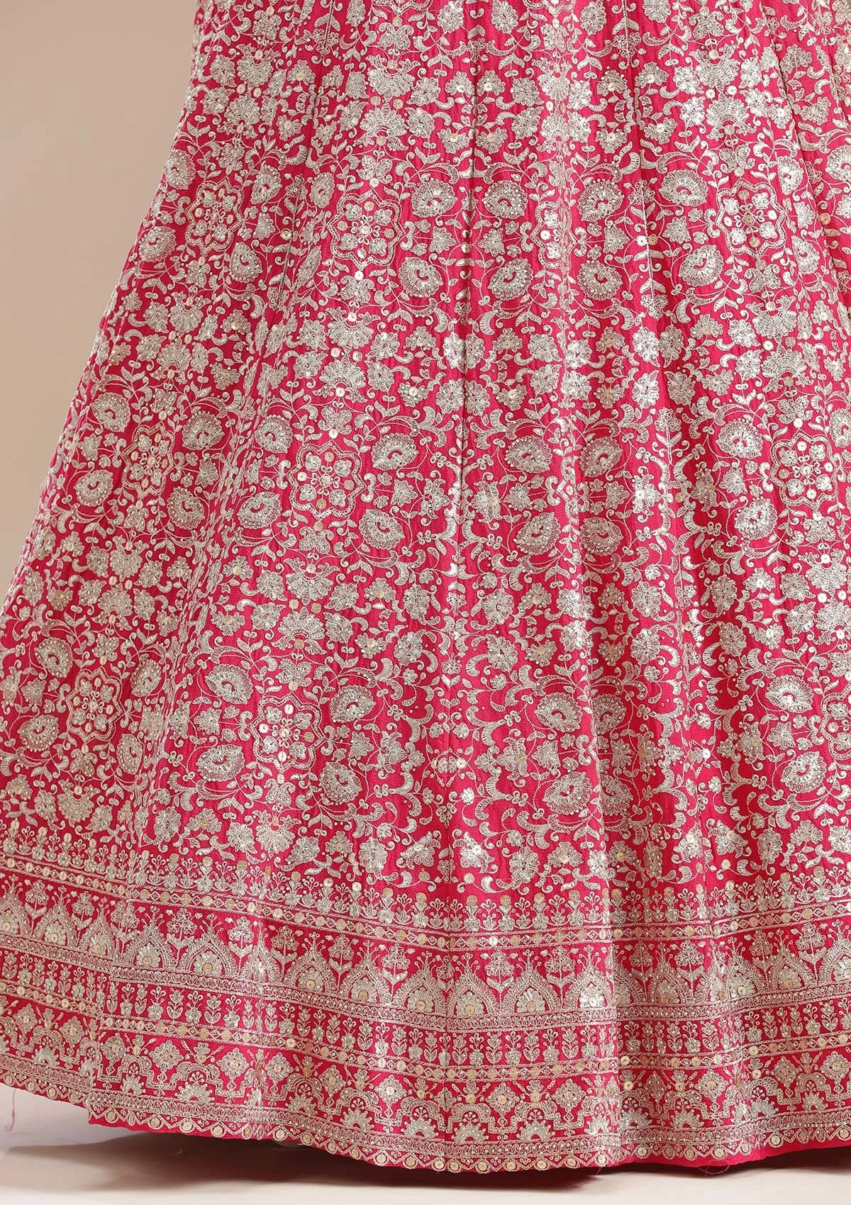 Gold Zariwork Rani Pink Georgette Stitched Lehenga Blouse With Dupatta thumbnail 5