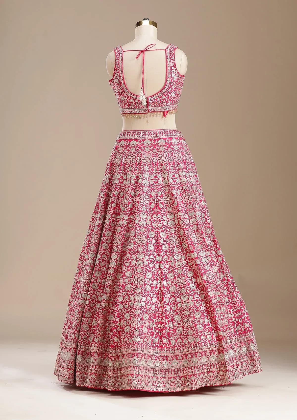 Gold Zariwork Rani Pink Georgette Stitched Lehenga Blouse With Dupatta thumbnail 4