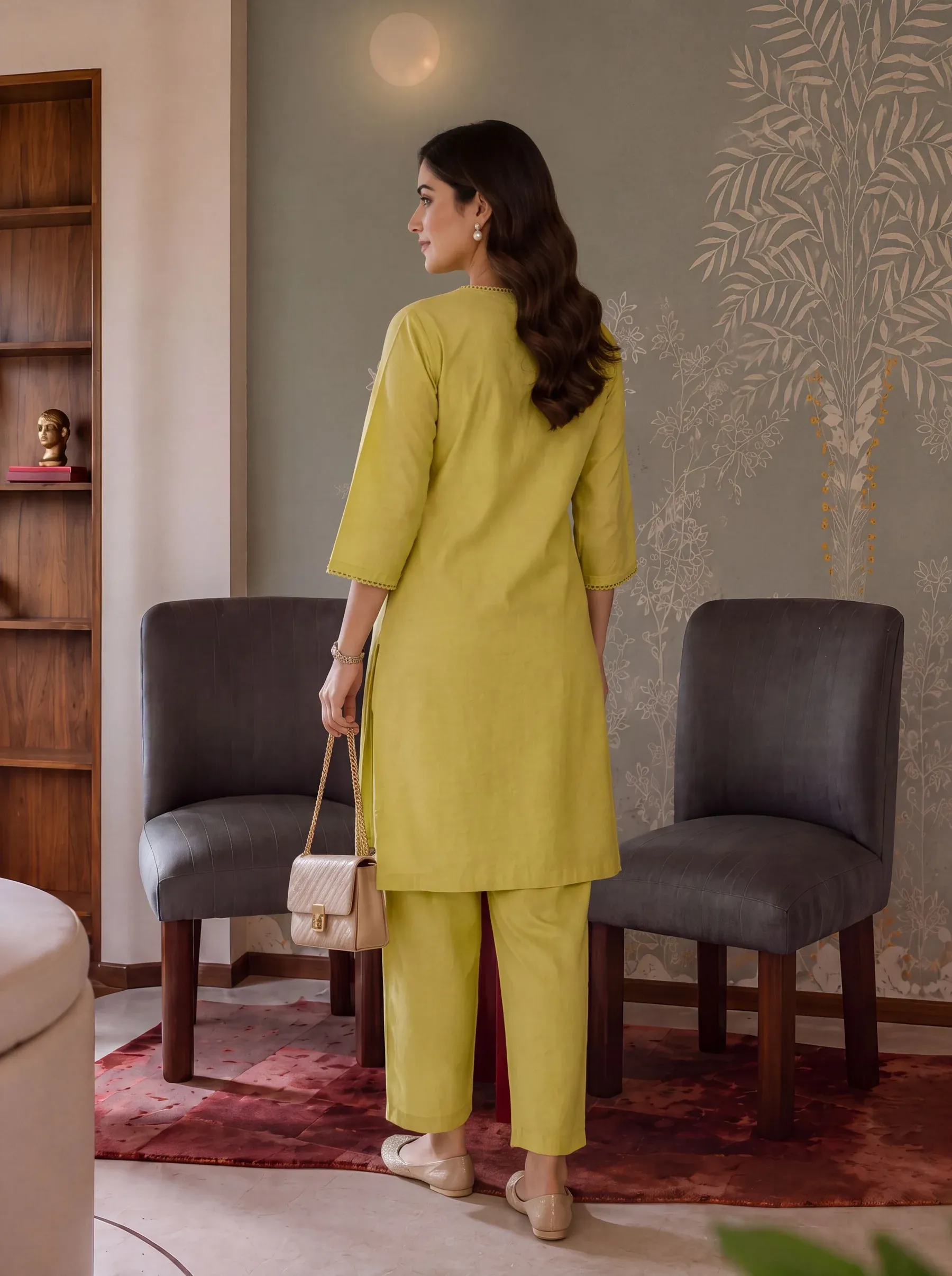 Chanderi Silk Yellow Co-Ord Set thumbnail 3