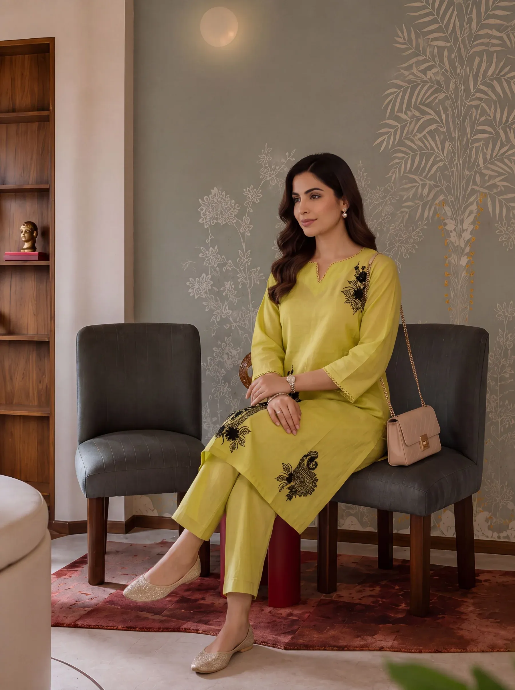 Chanderi Silk Yellow Co-Ord Set thumbnail 2