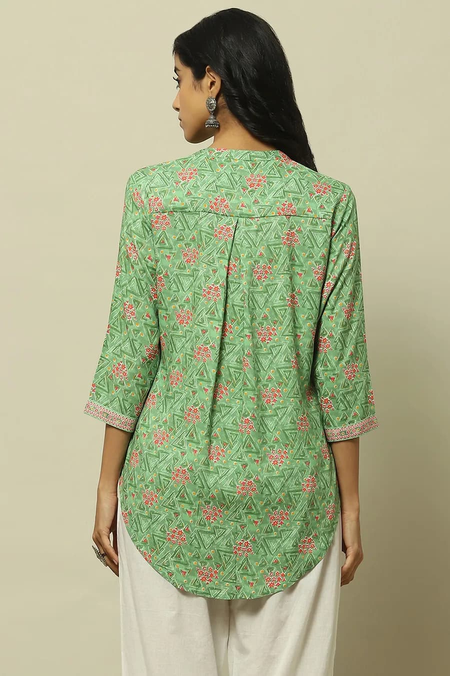 Green Floral Printed Straight Kurti thumbnail 3