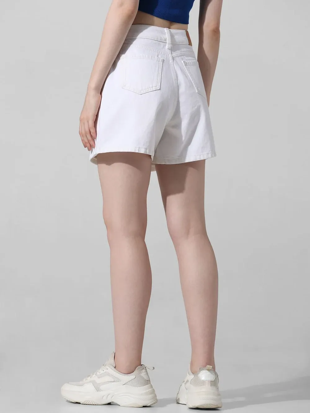 White High Rise Denim Skorts thumbnail 3
